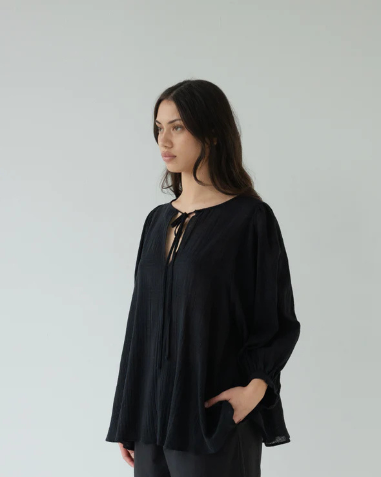 Check Tie Top - Black