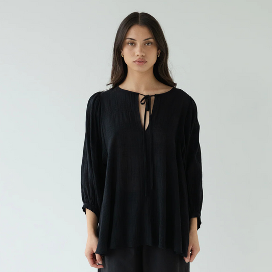 Check Tie Top - Black