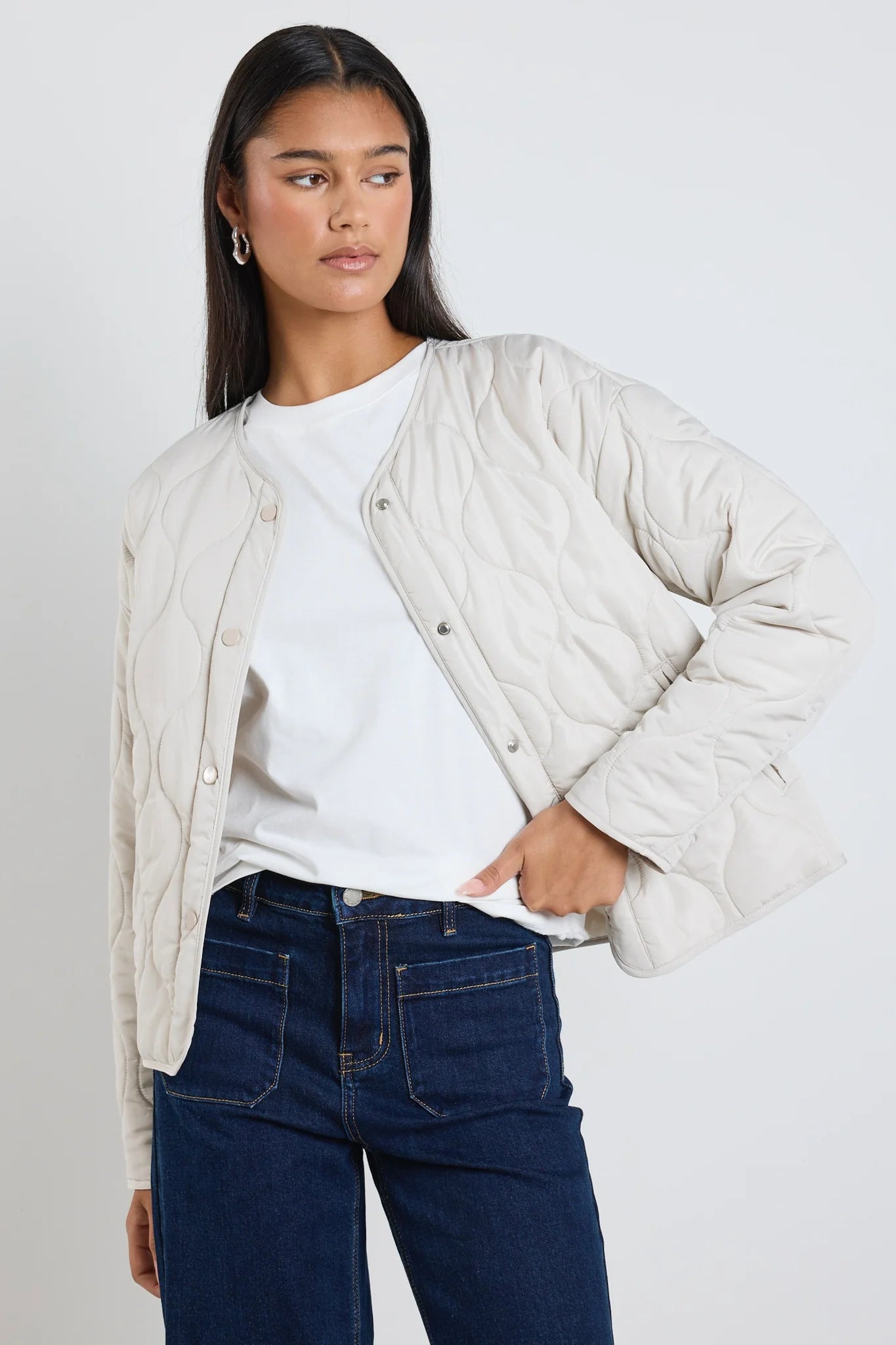 Apex Collarless Puffer - Putty