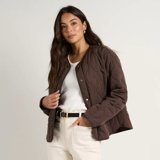 Apex Collarless Puffer - Chocolate