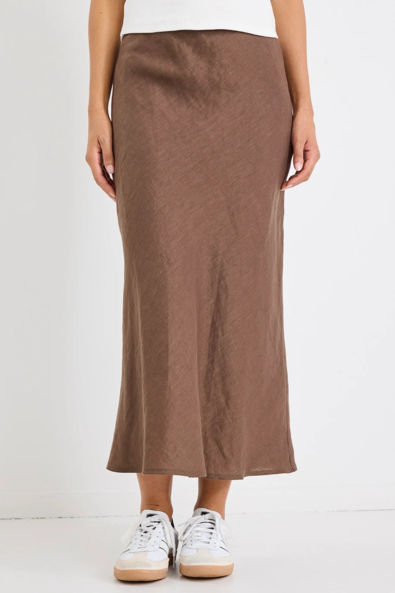 Bliss Linen Midi Skirt - Dark Chocolate