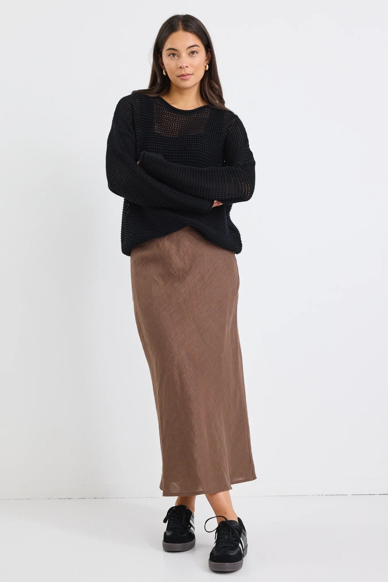 Bliss Linen Midi Skirt - Dark Chocolate