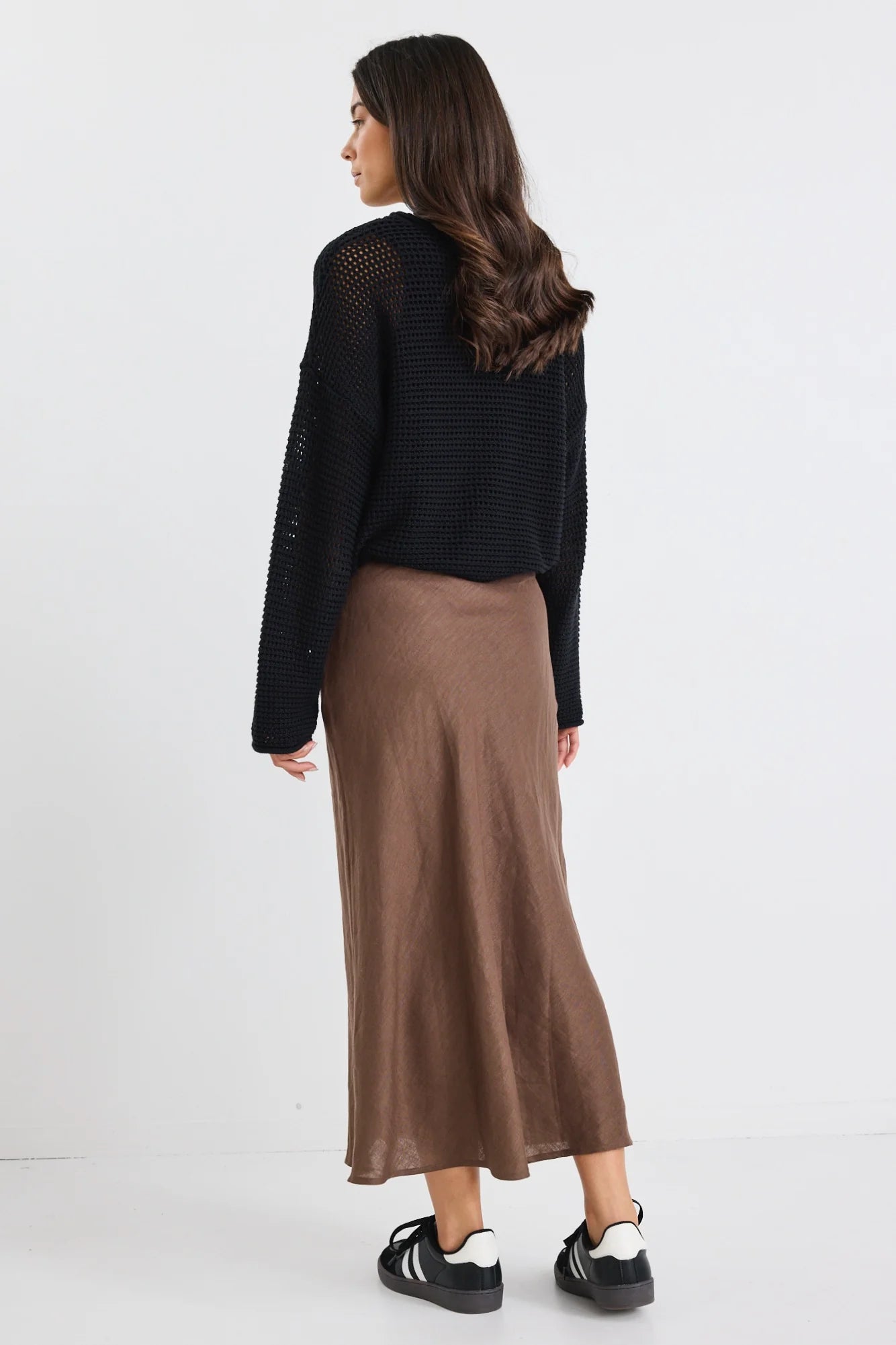 Bliss Linen Midi Skirt - Dark Chocolate