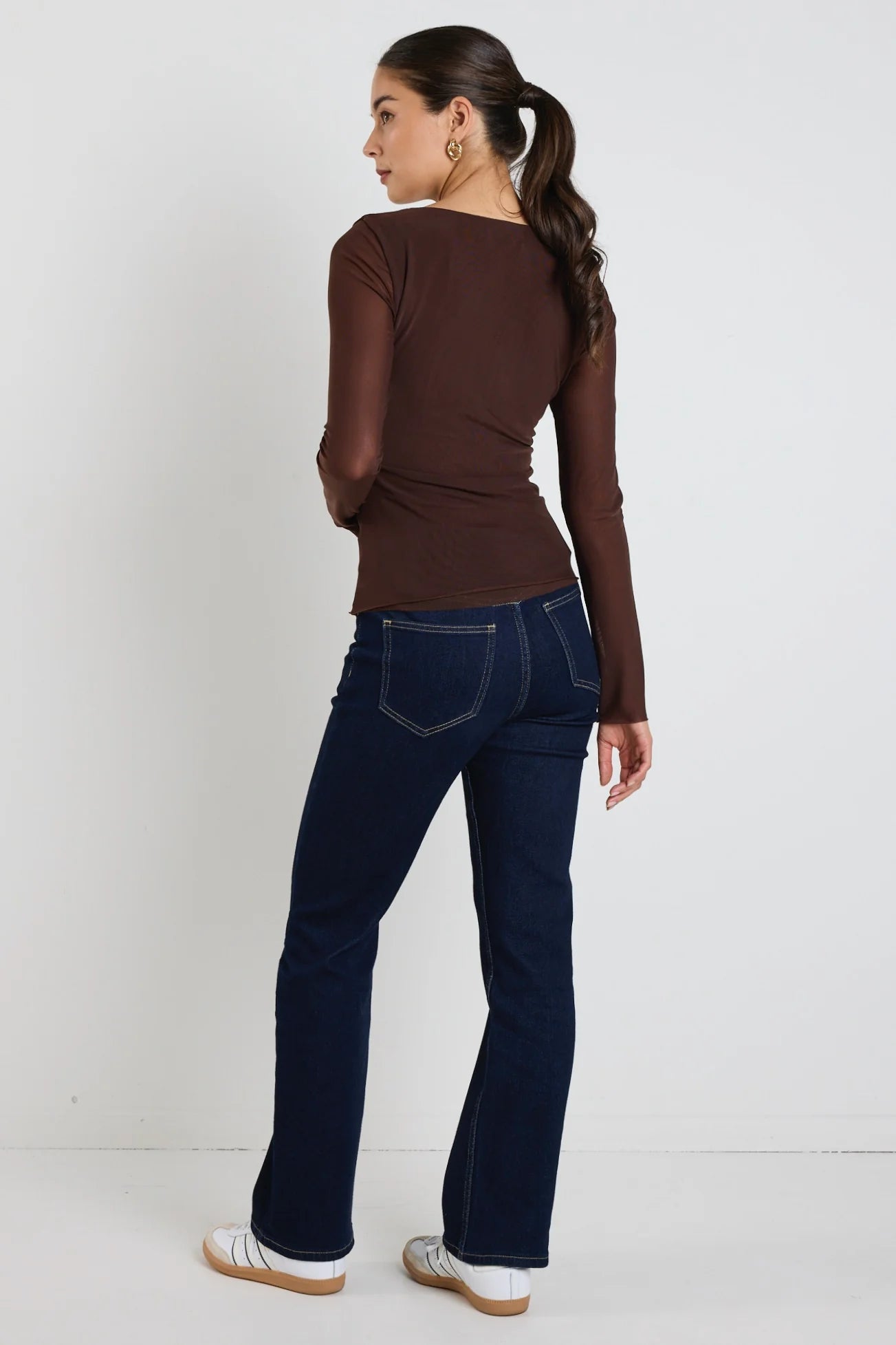 Bravo Mesh Long Sleeve Top - Chocolate