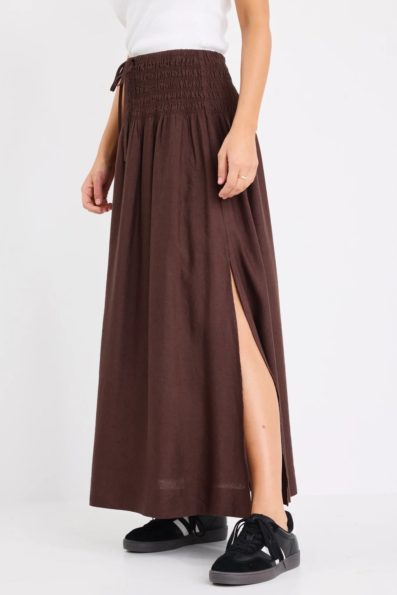 Byron Linen Skirt - Chocolate
