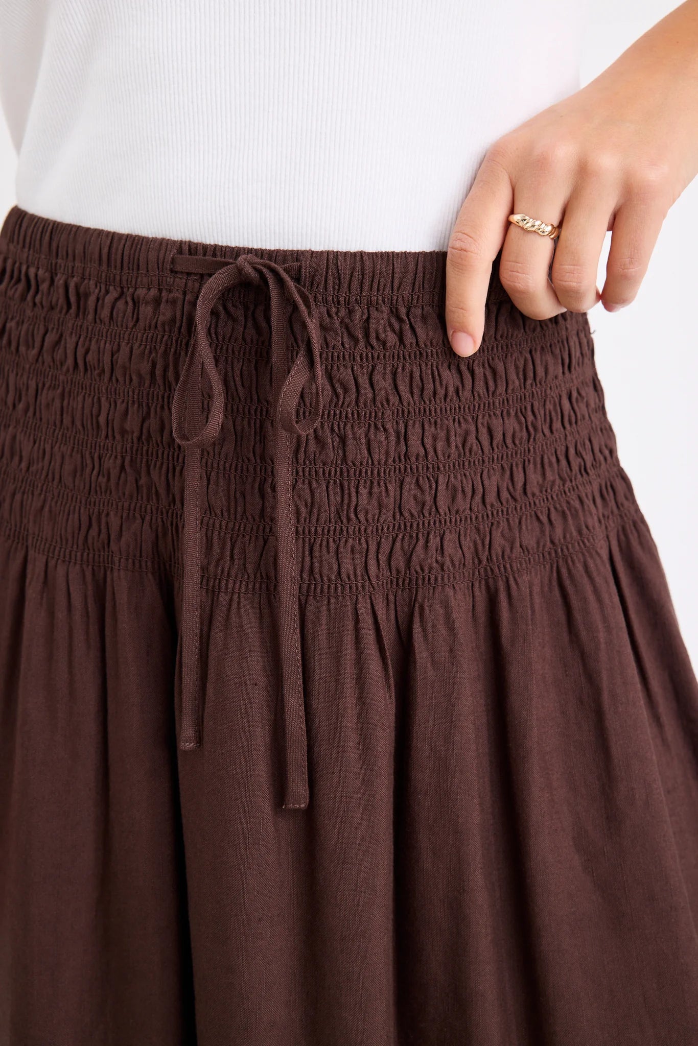 Byron Linen Skirt - Chocolate