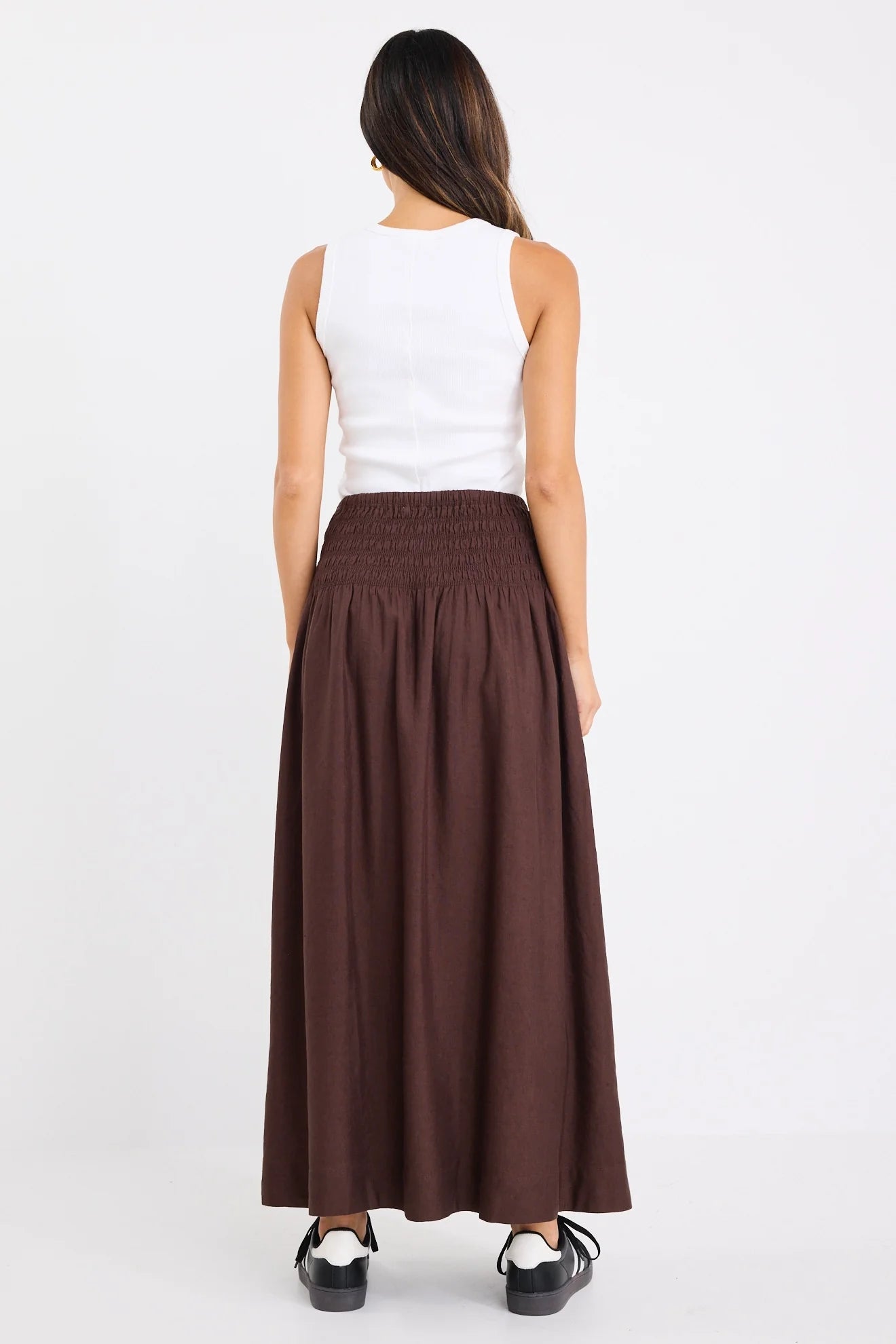 Byron Linen Skirt - Chocolate