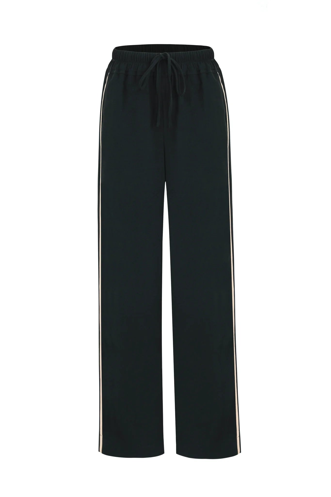 Confident Stripe Leg Crepe Wide Pants - Black
