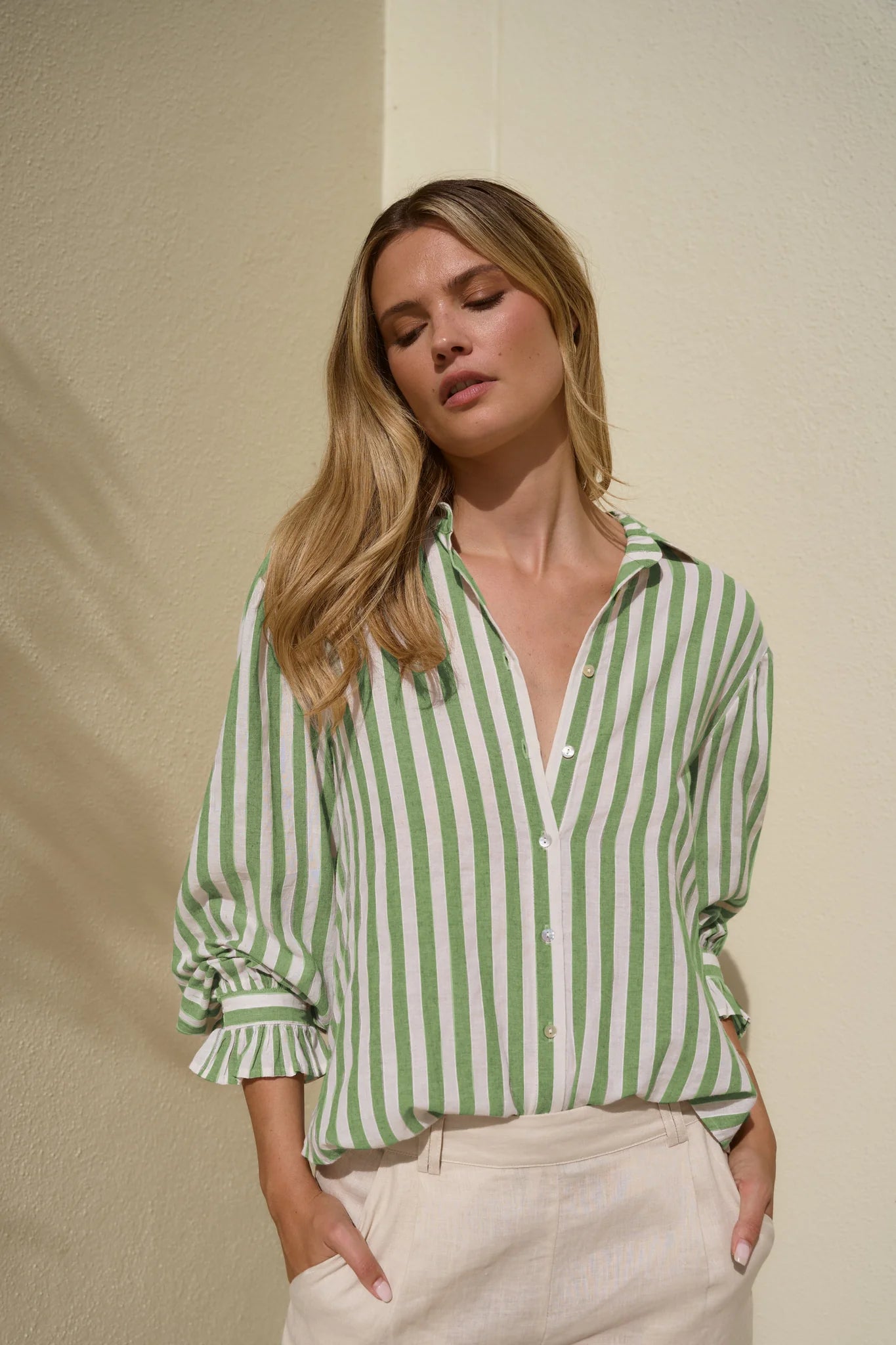 Connection Shirt - Moss Stripe