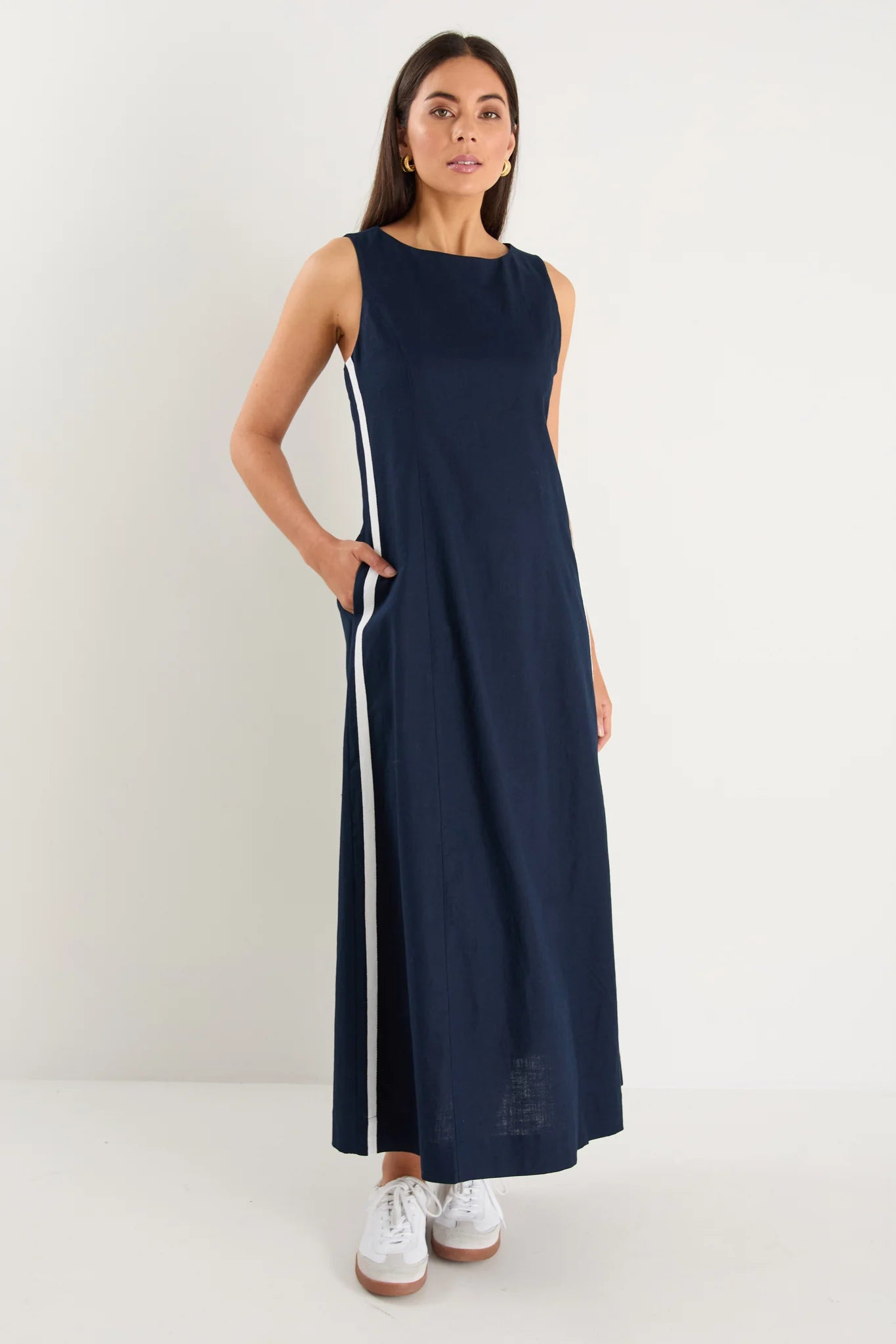 Future Linen Blend Midi Dress - Ink