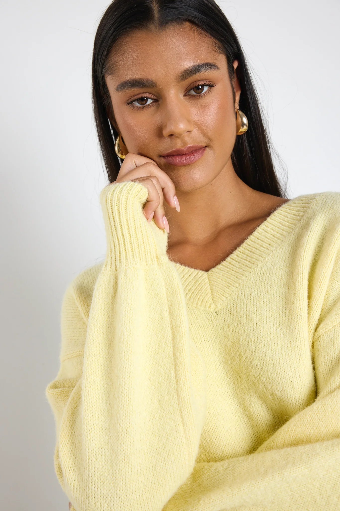 Harvest V Neck Knit Jumper - Butter