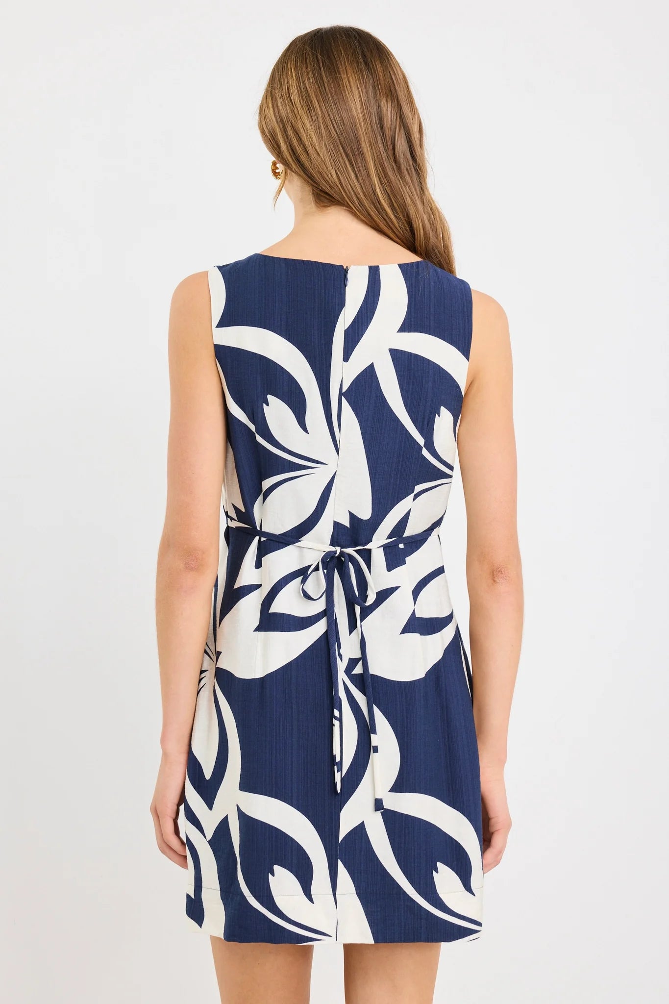 Holiday Mini Dress - Navy Cutout Print