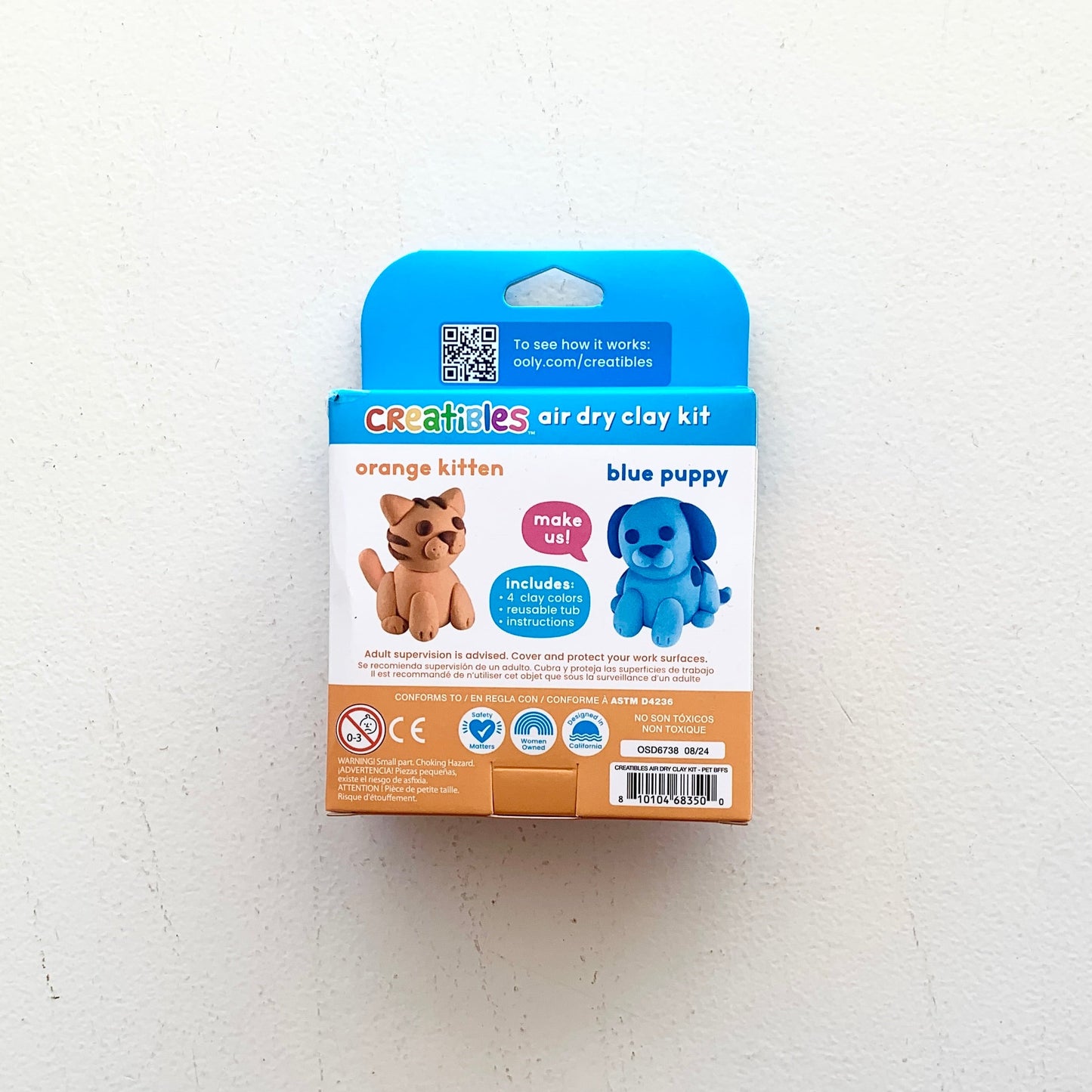 Box of air dry clay kit with a blue puppy design on a white background