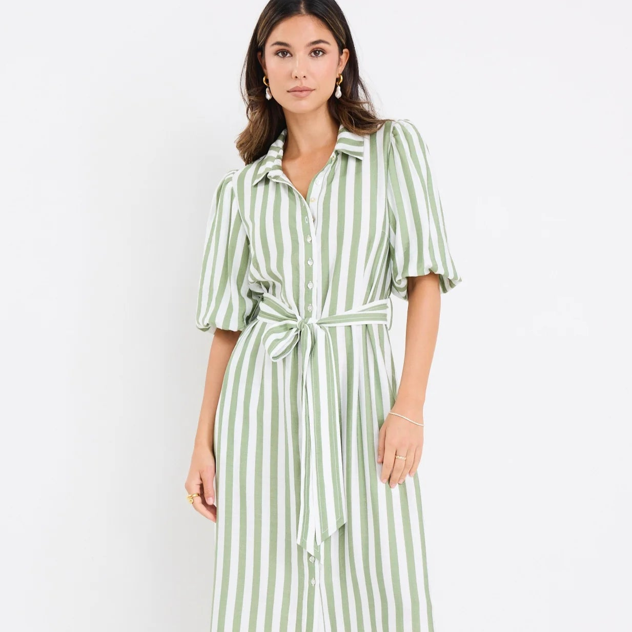 Kindred Shirt Dress - Moss Stripe