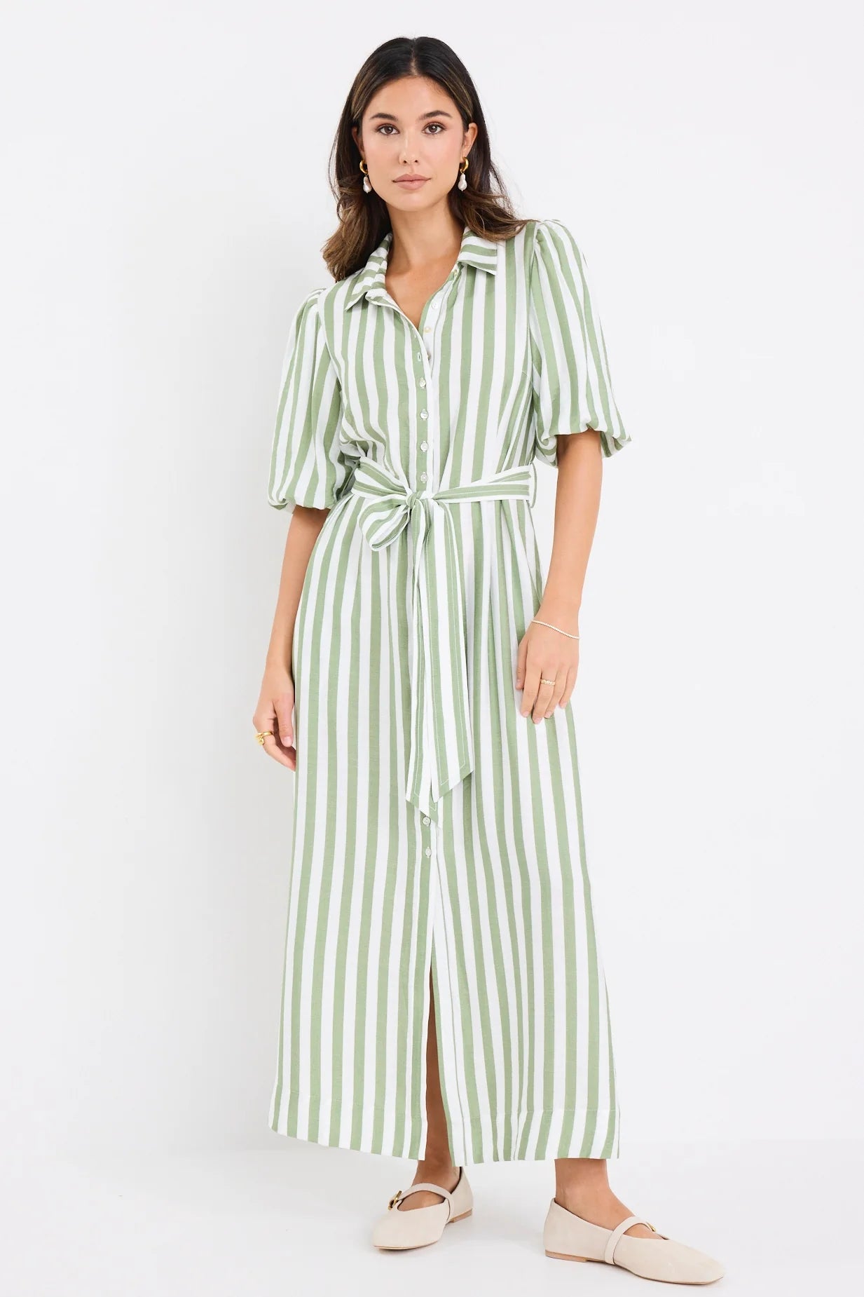 Kindred Shirt Dress - Moss Stripe