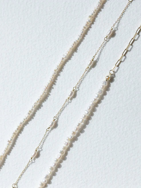 Micro Pearl Necklace - Gold