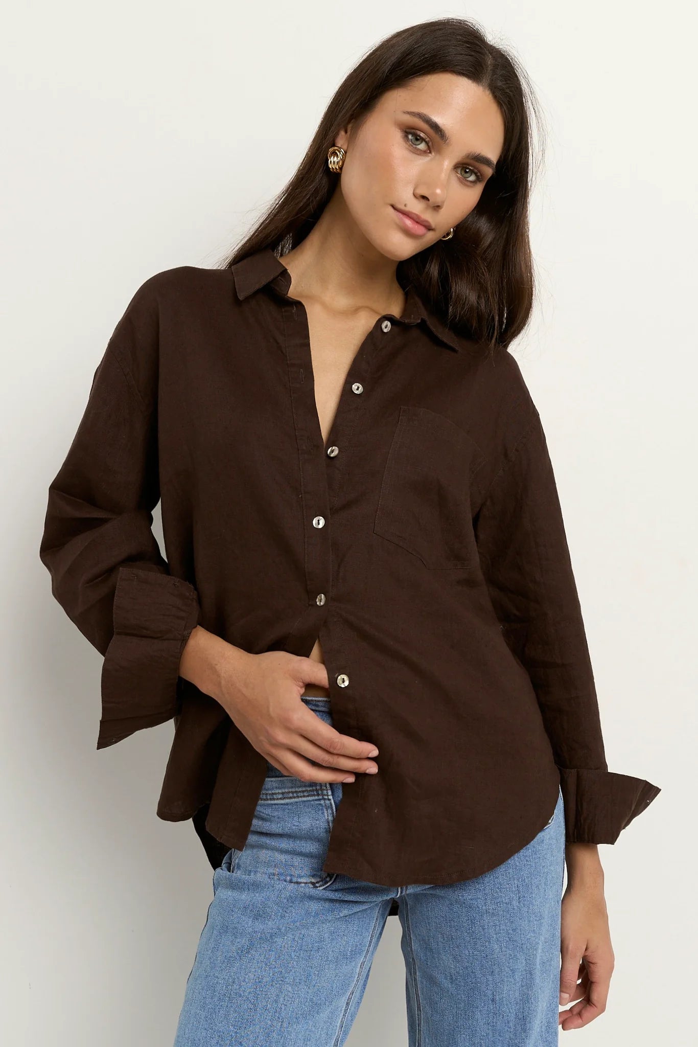 Optimum Linen Shirt - Chocolate
