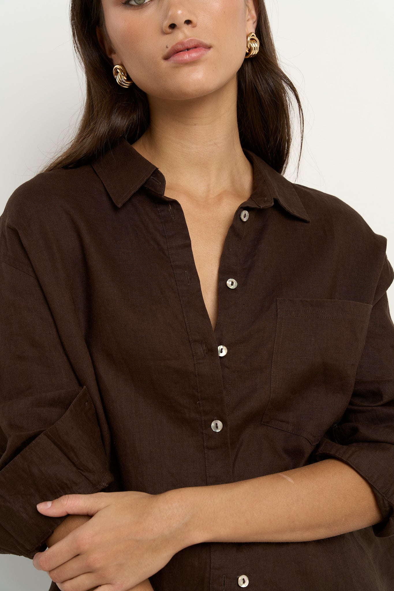 Optimum Linen Shirt - Chocolate