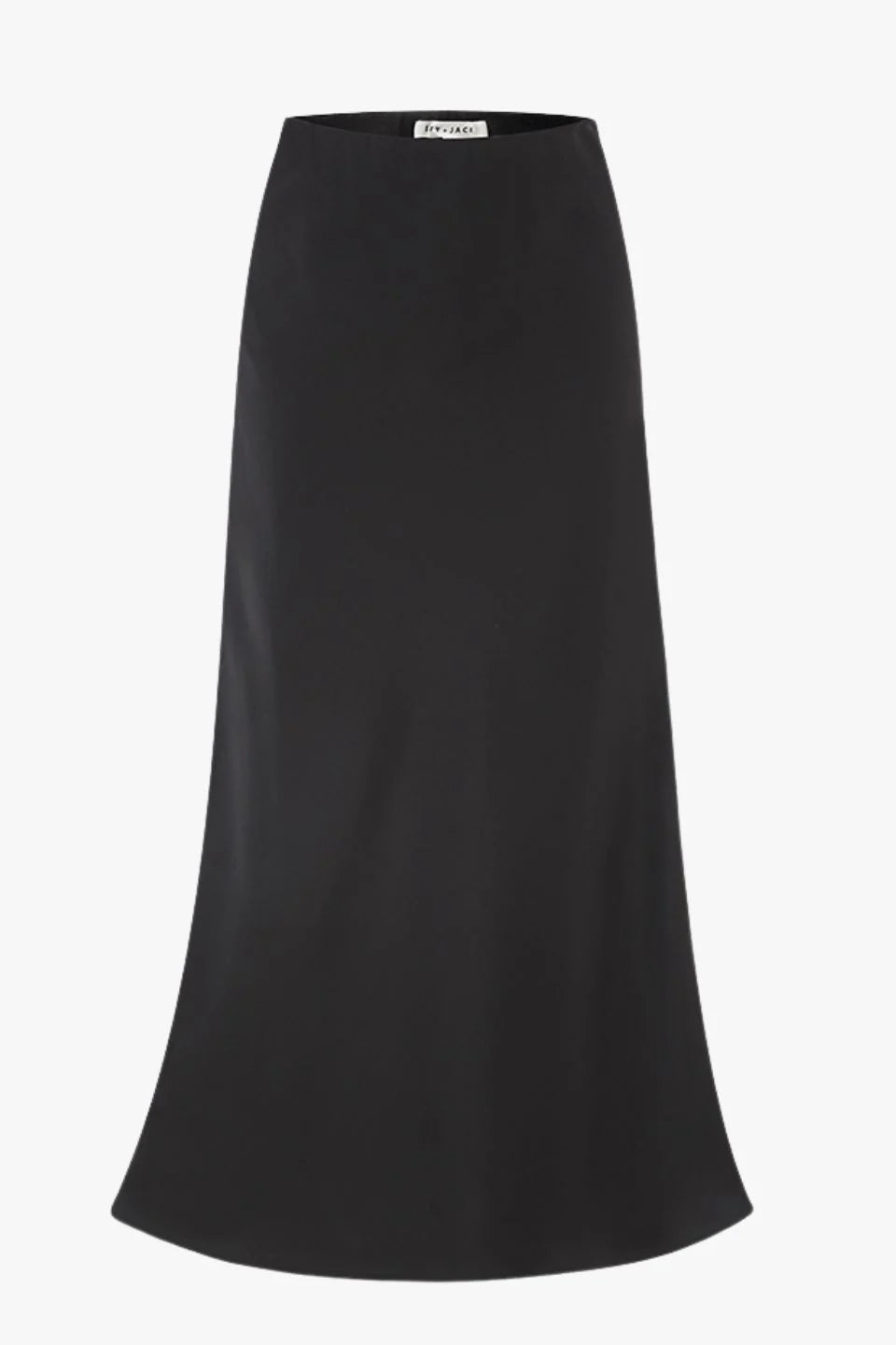Rosette Black Satin Bias Midi Skirt