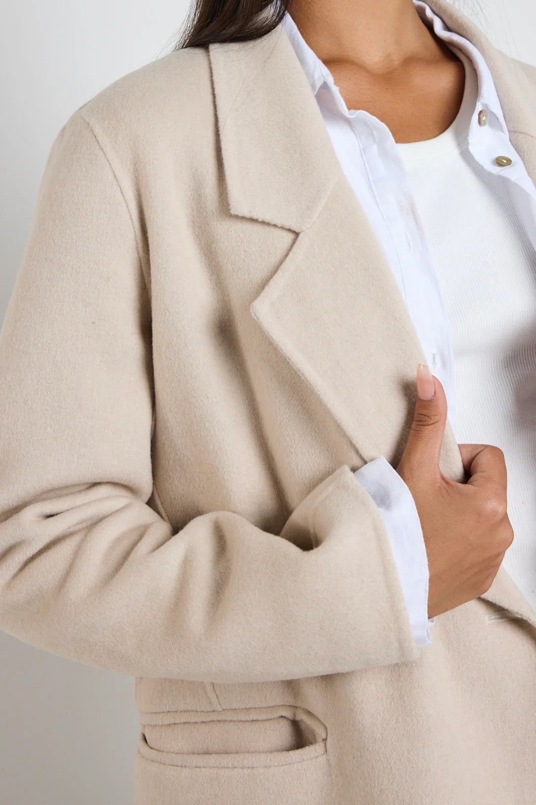 Stockholm Wool Blend Double Breasted Coat - Pumice