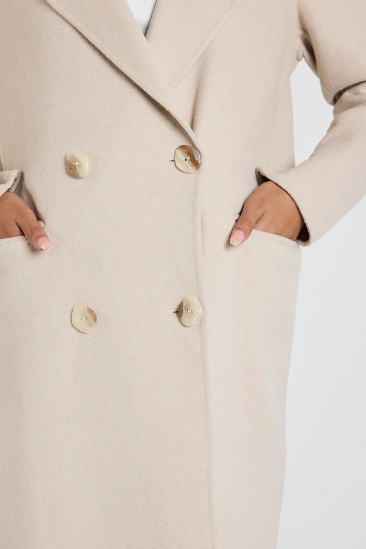 Stockholm Wool Blend Double Breasted Coat - Pumice
