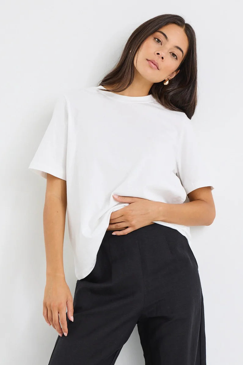 Street Crew Neck Boxy Tee - Ivory