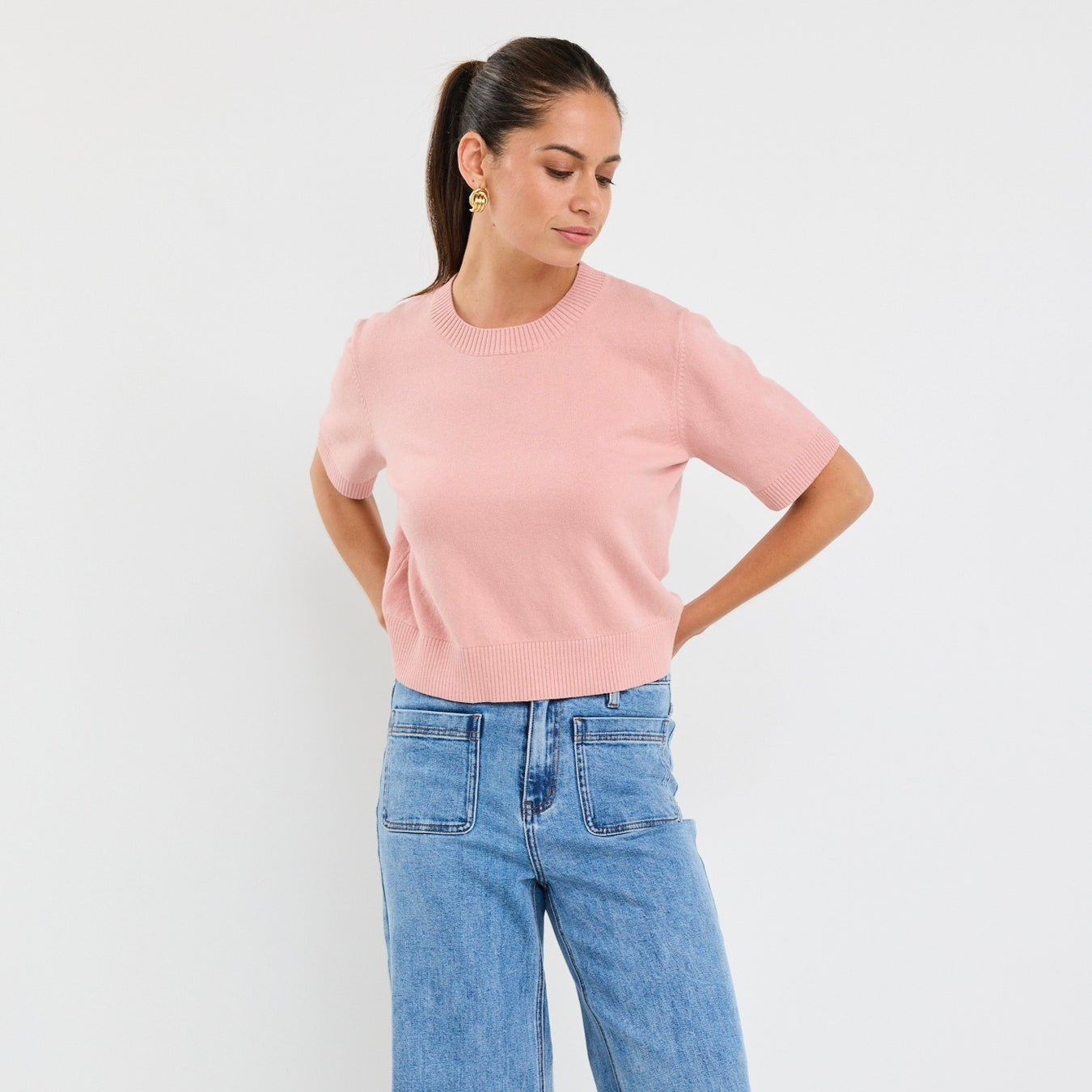 Topic Cashmere Blend Tee - Blush
