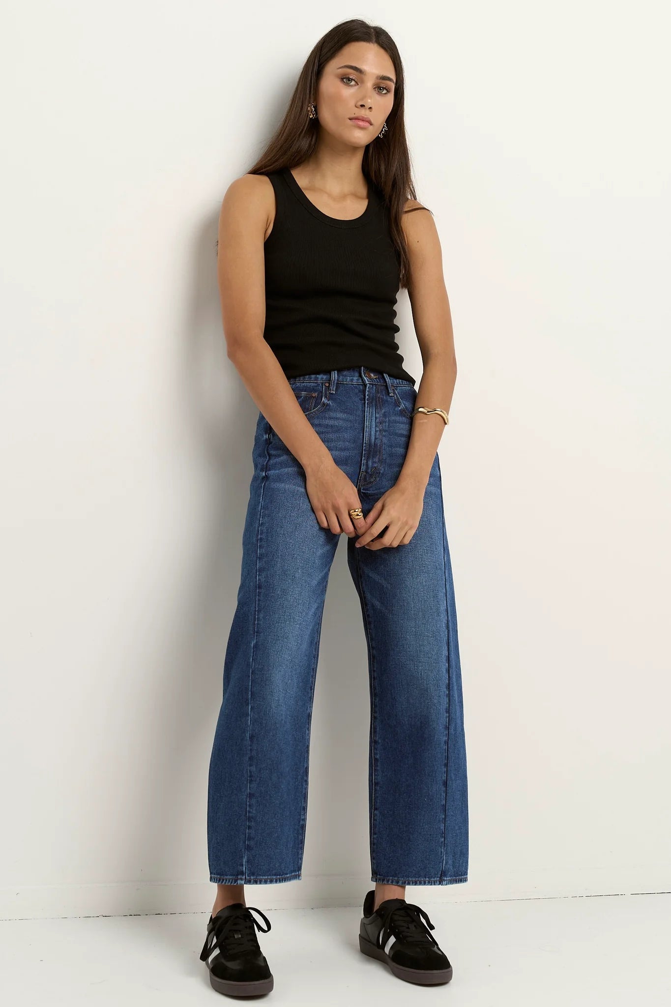Varsity Forward Seam Barrel Jeans - Deep Blue