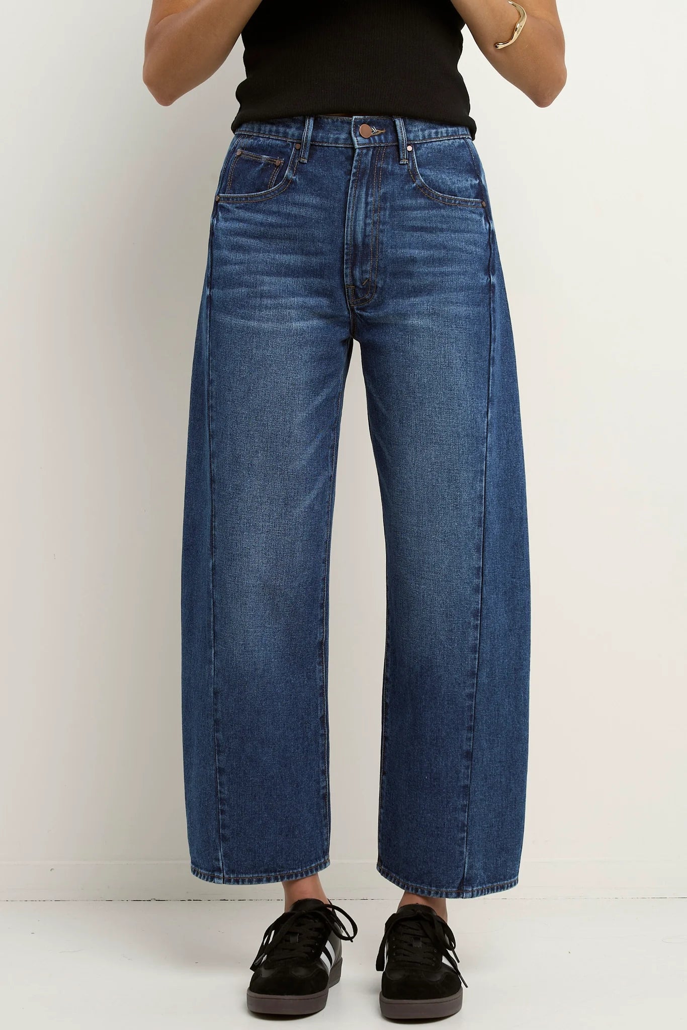 Varsity Forward Seam Barrel Jeans - Deep Blue