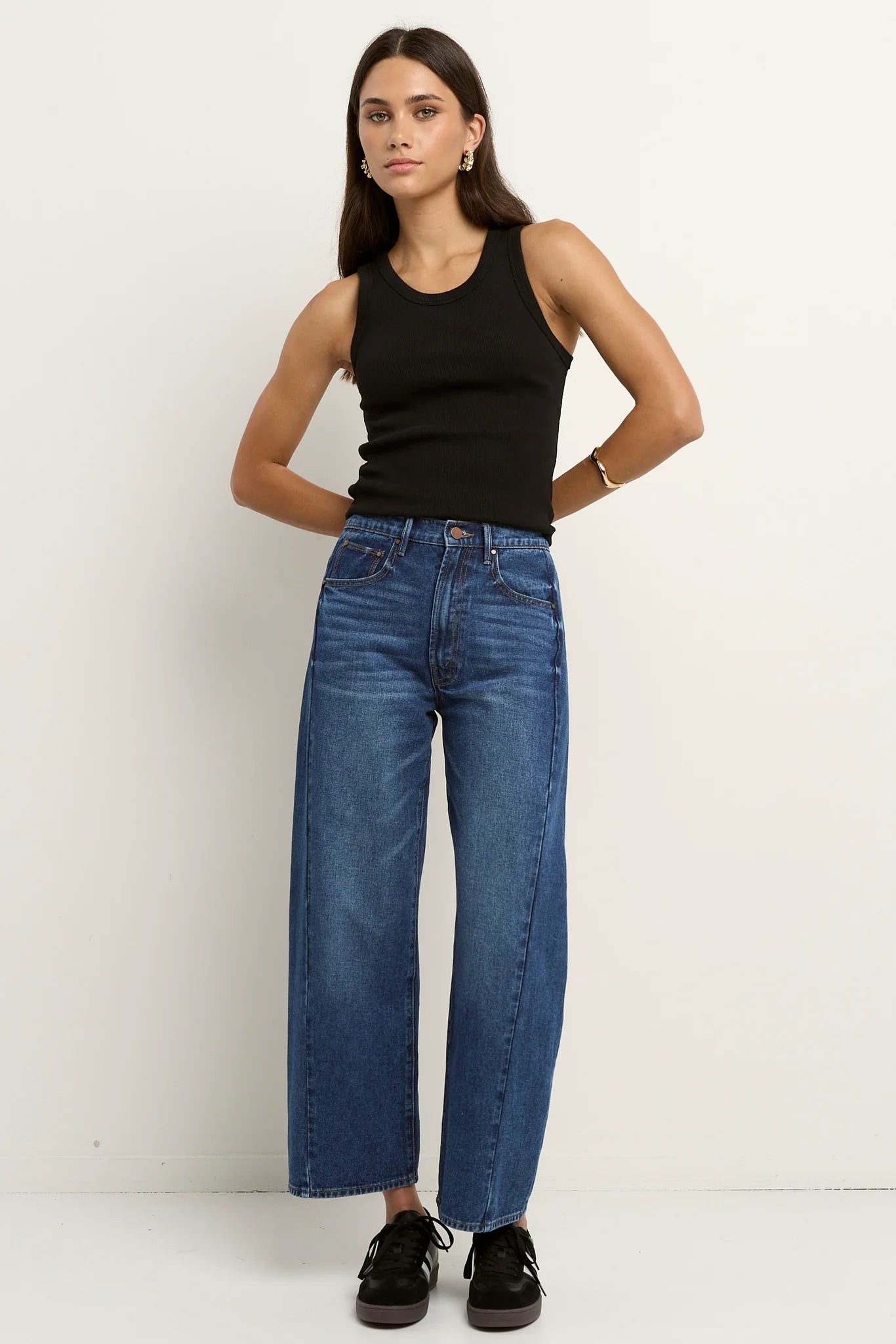 Varsity Forward Seam Barrel Jeans - Deep Blue