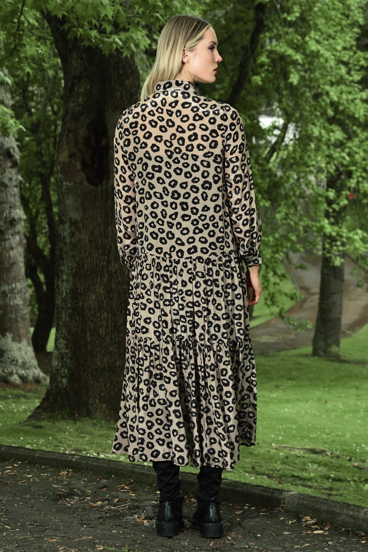 Head to Toe Dress - Beige Leopard