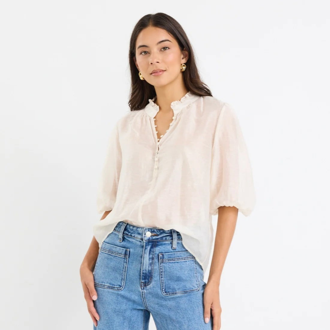 Closure Sheer Top - Ivory