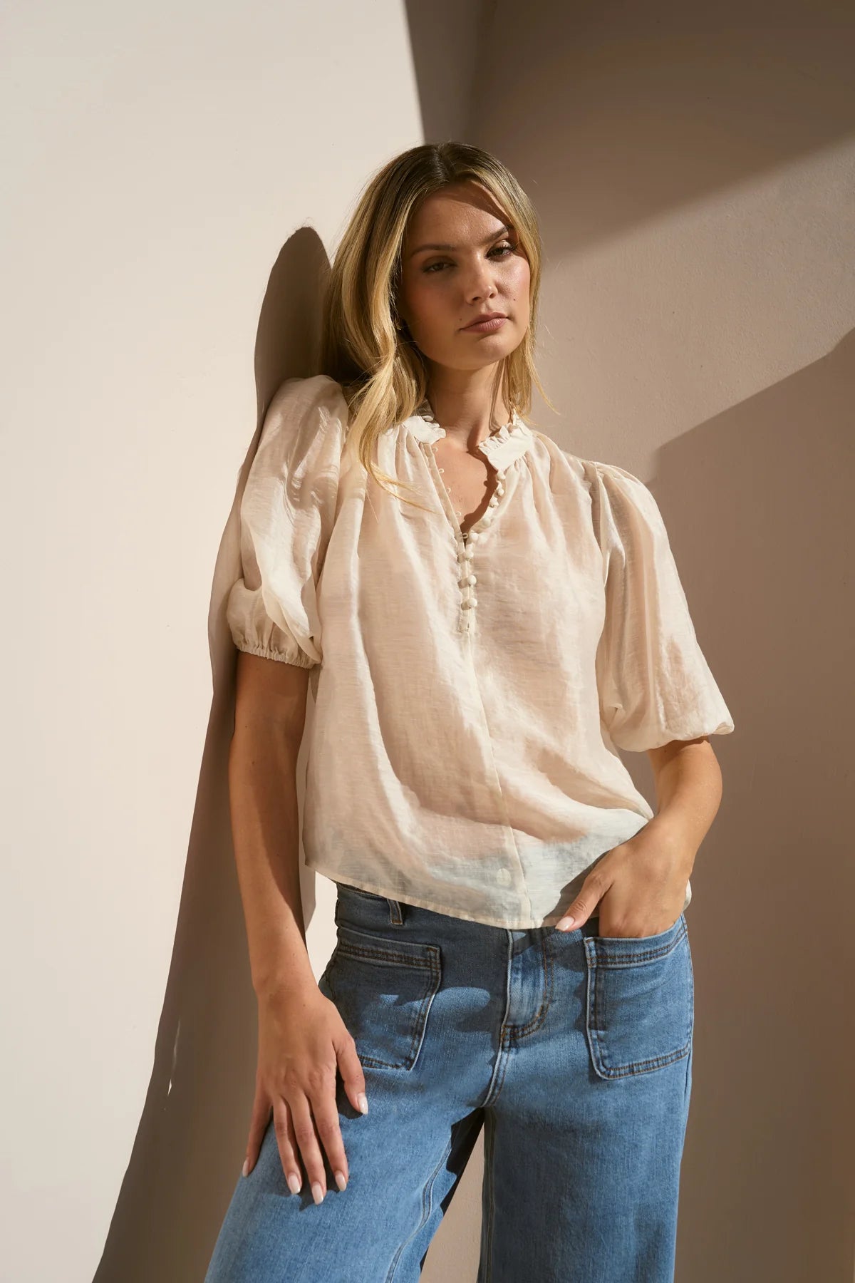 Closure Sheer Top - Ivory