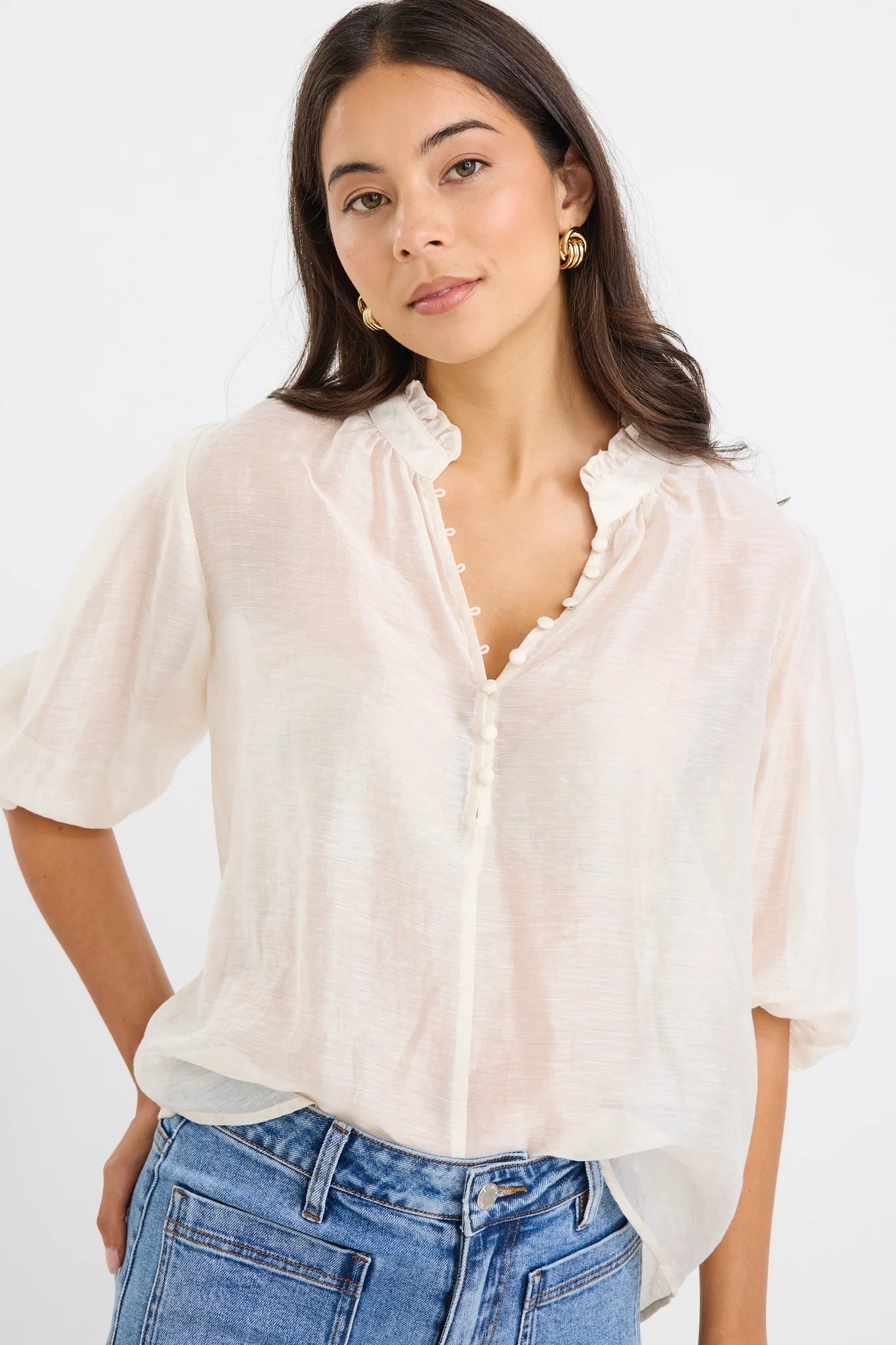 Closure Sheer Top - Ivory