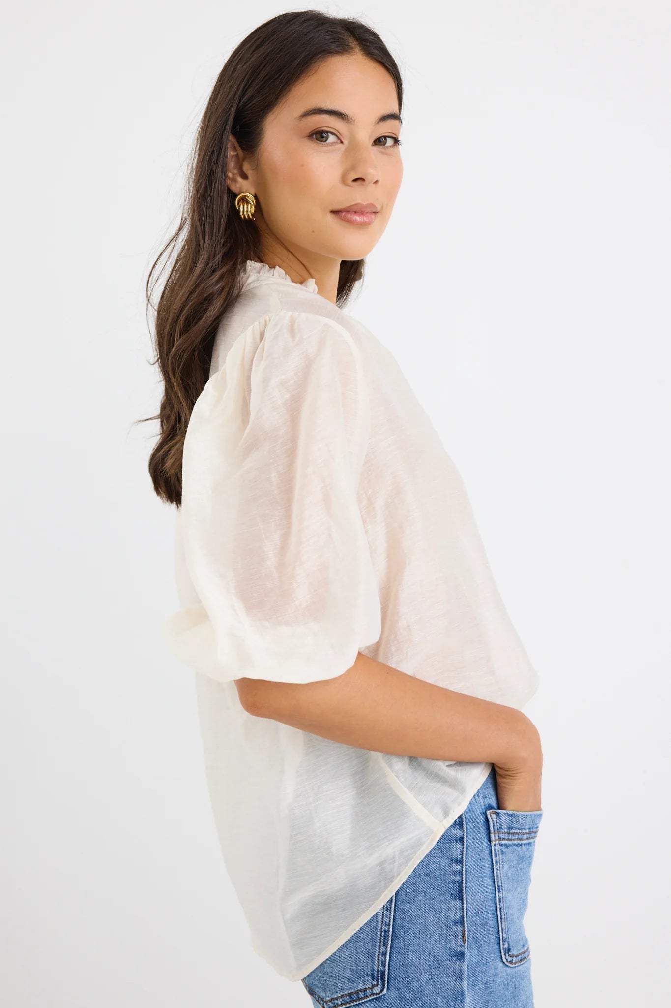 Closure Sheer Top - Ivory
