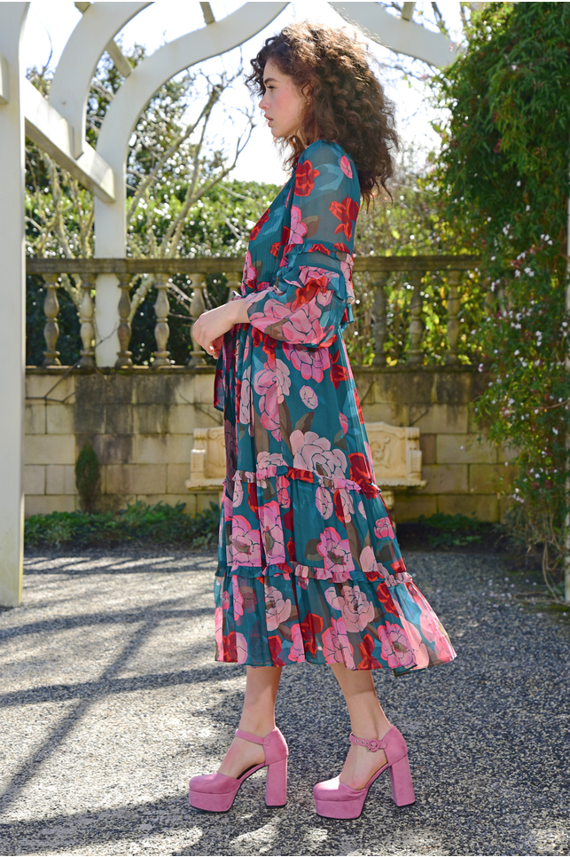 Afternoon V Dress - Rosy Future