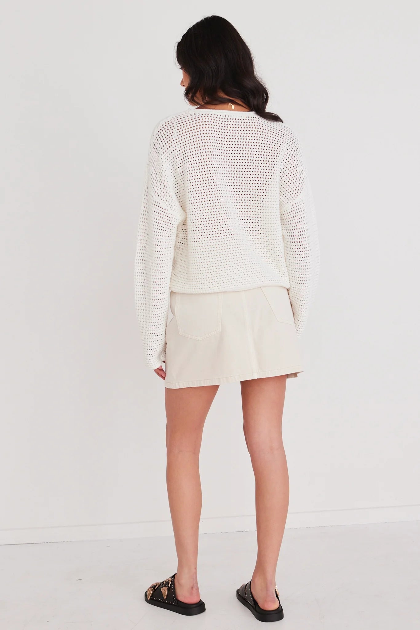 Dawn Crochet Knit Jumper - Ivory