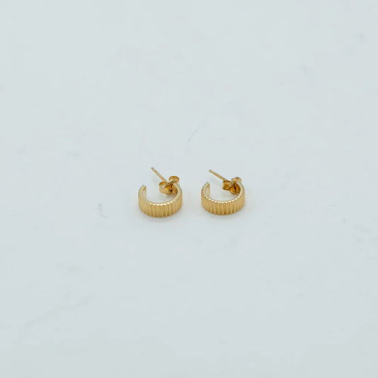 Lines Hoop Studs - Gold
