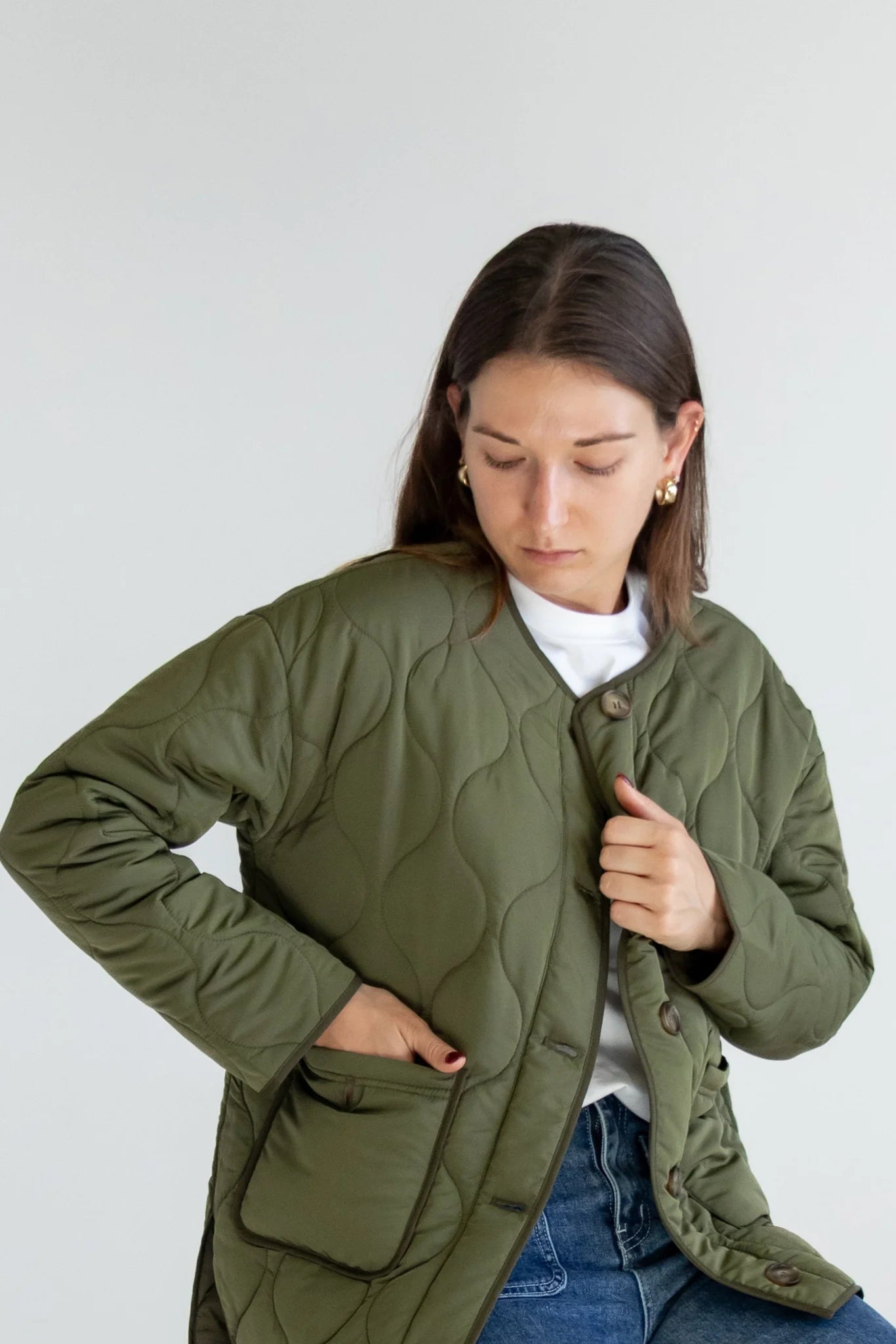 Peak Padded Shell Jacket - Khaki