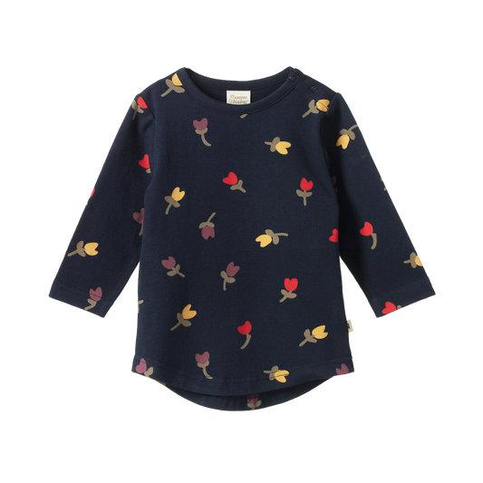 Stretch Jersey Everyday Tee - Navy Tulip Print