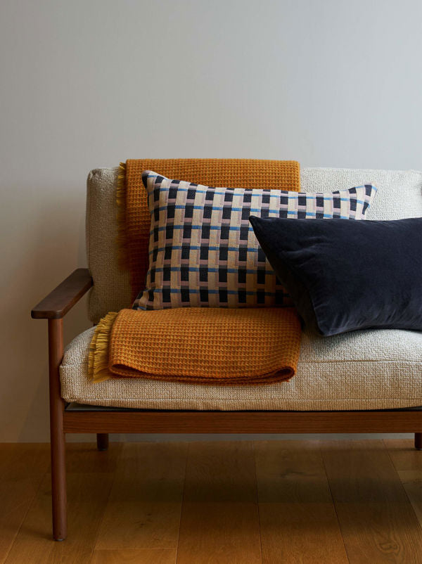 Velvet Cushion Cover - Blue/Black