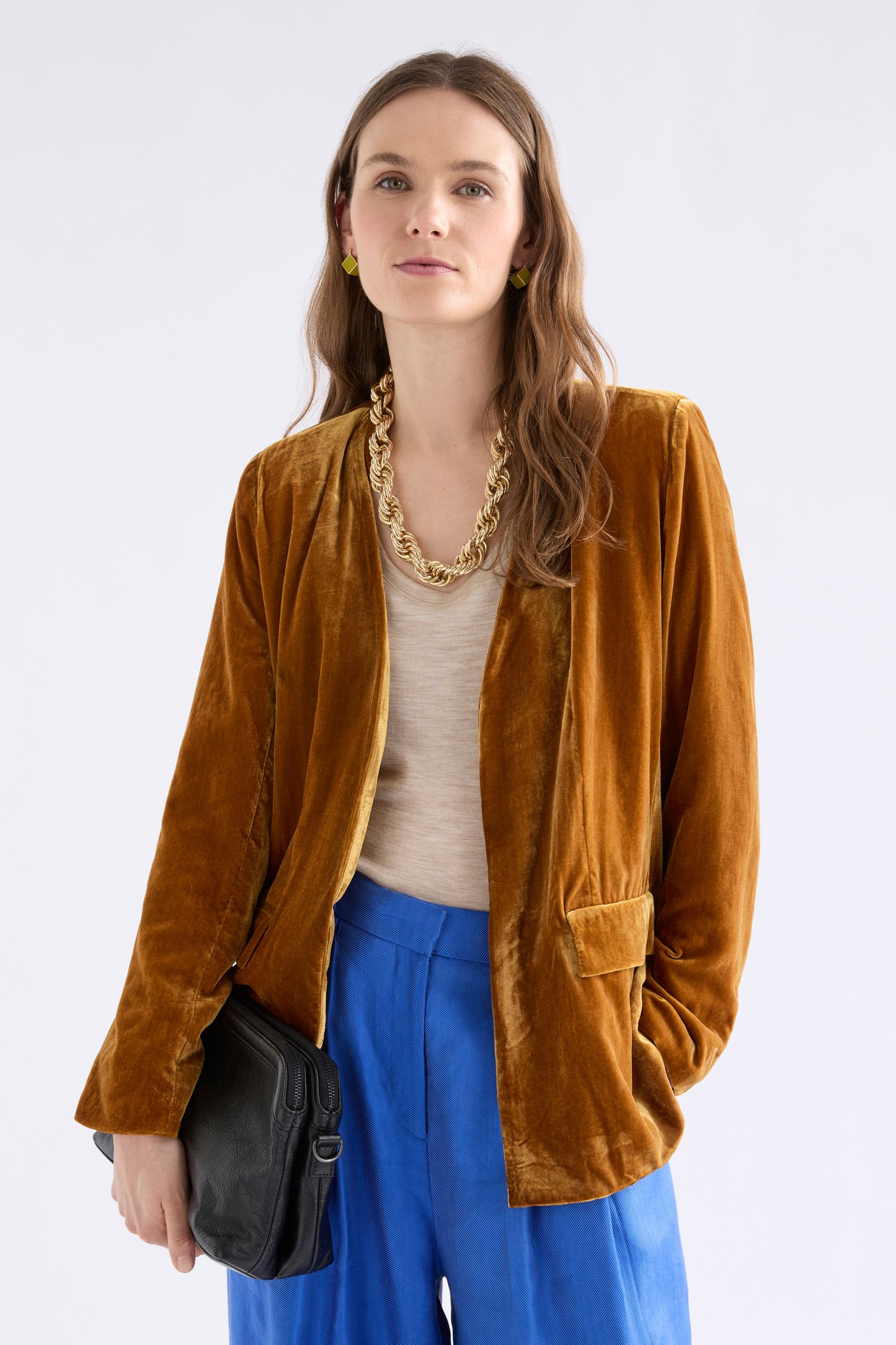 Velvet Soft Jacket Blazer - Golden