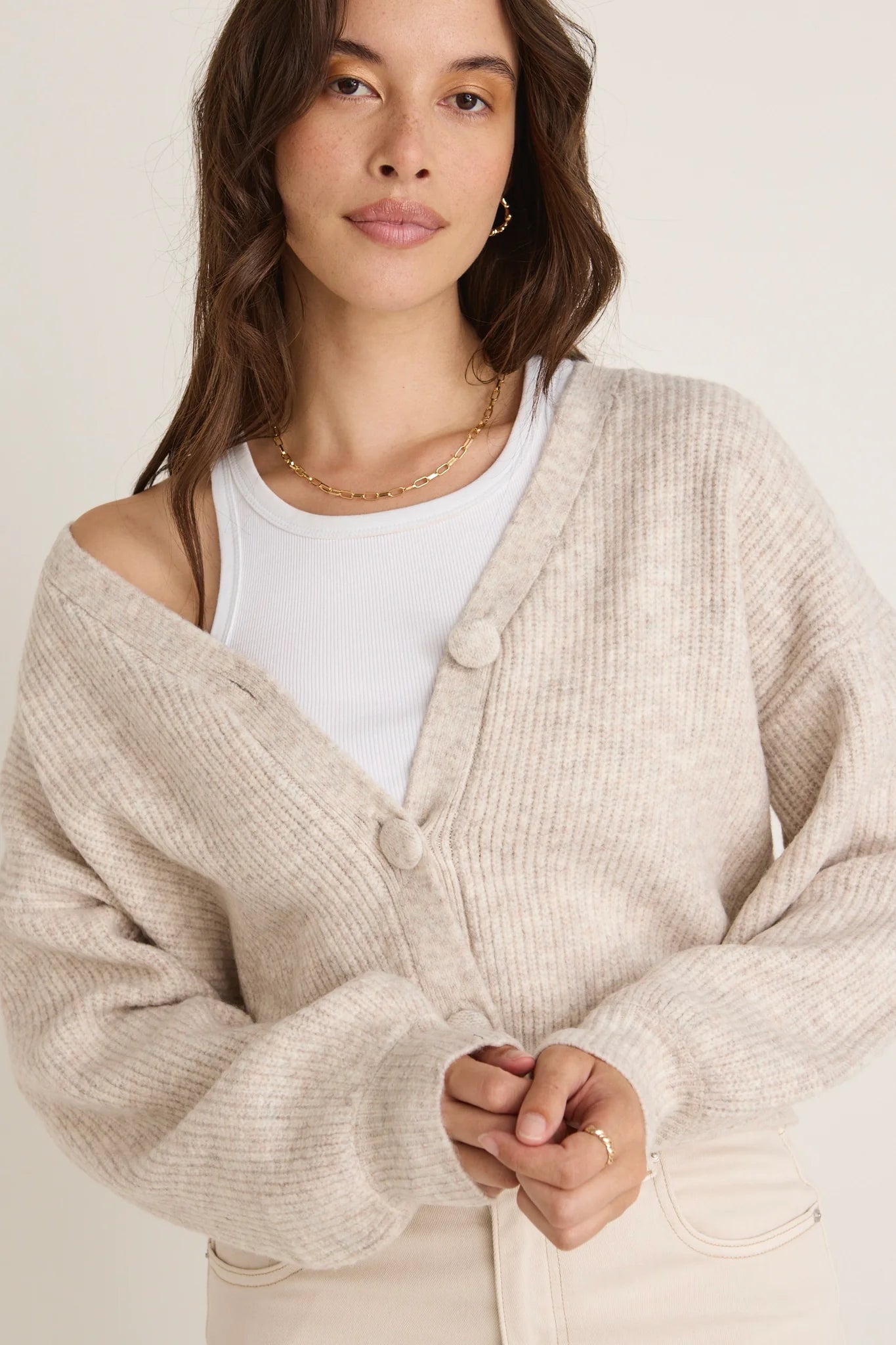 Wholesome Chunky Knit Cardigan - Oat