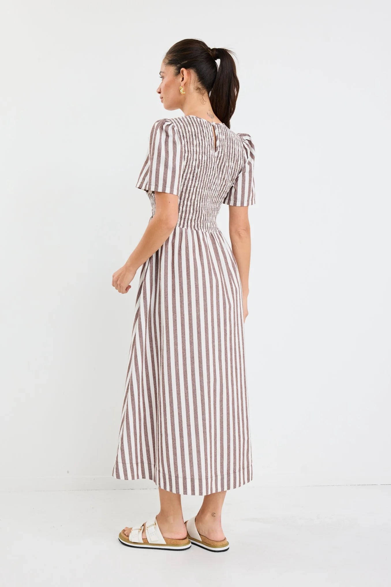 Wren Midi Dress - Chocolate Stripe