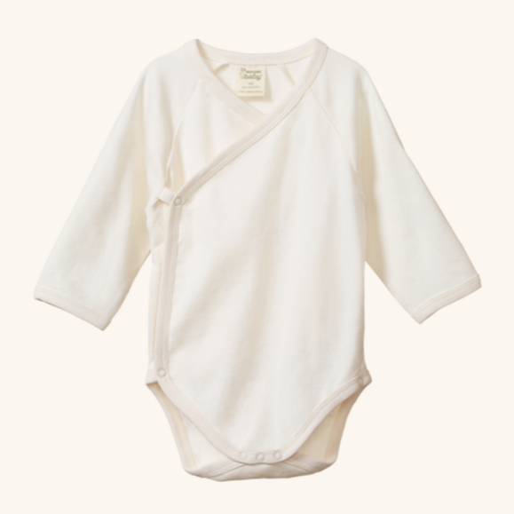 Long Sleeve Kimono Bodysuit - Natural