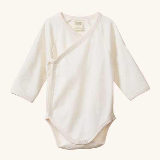 Long Sleeve  Kimono Bodysuit - Natural