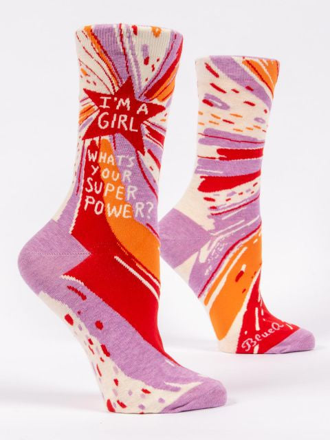 I'm a Girl, What's Your Superpower? - Crew Socks