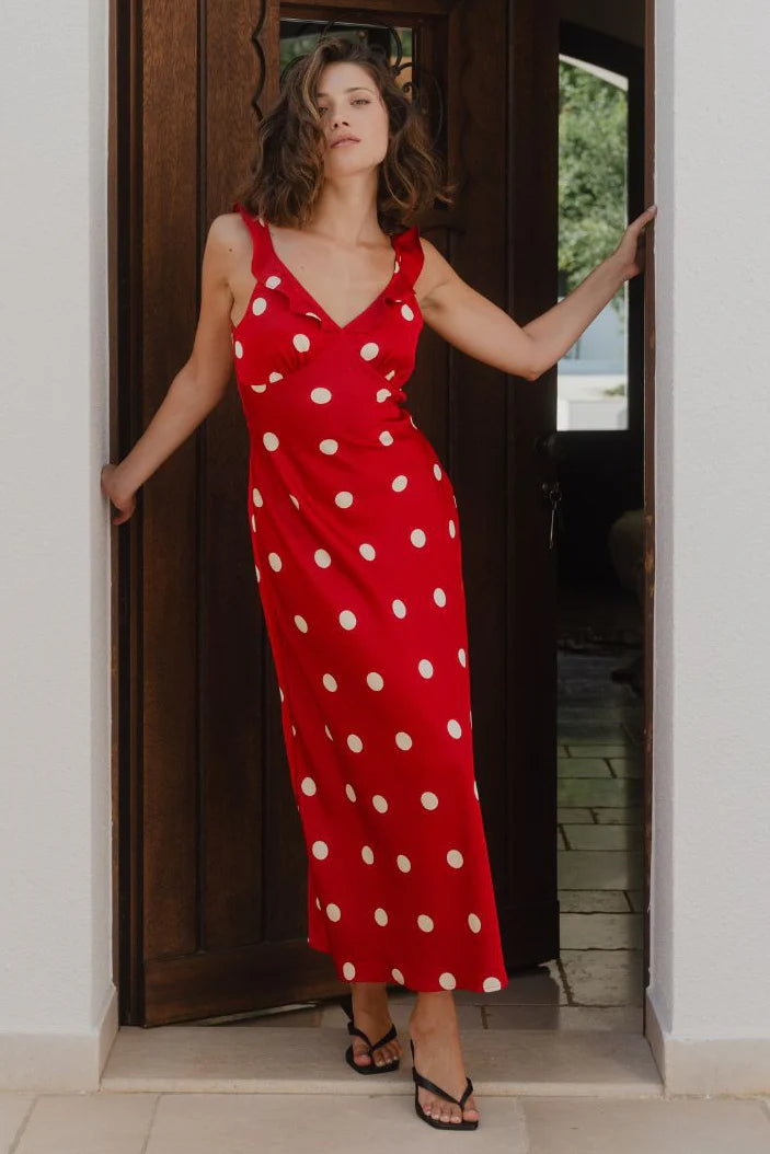 Delightful Maxi Dress - Cherry Polka Dot