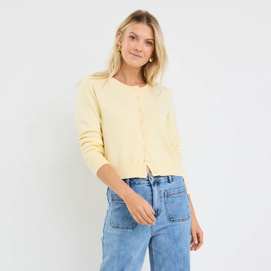 Allegiance Crewneck Cardigan - Lemon