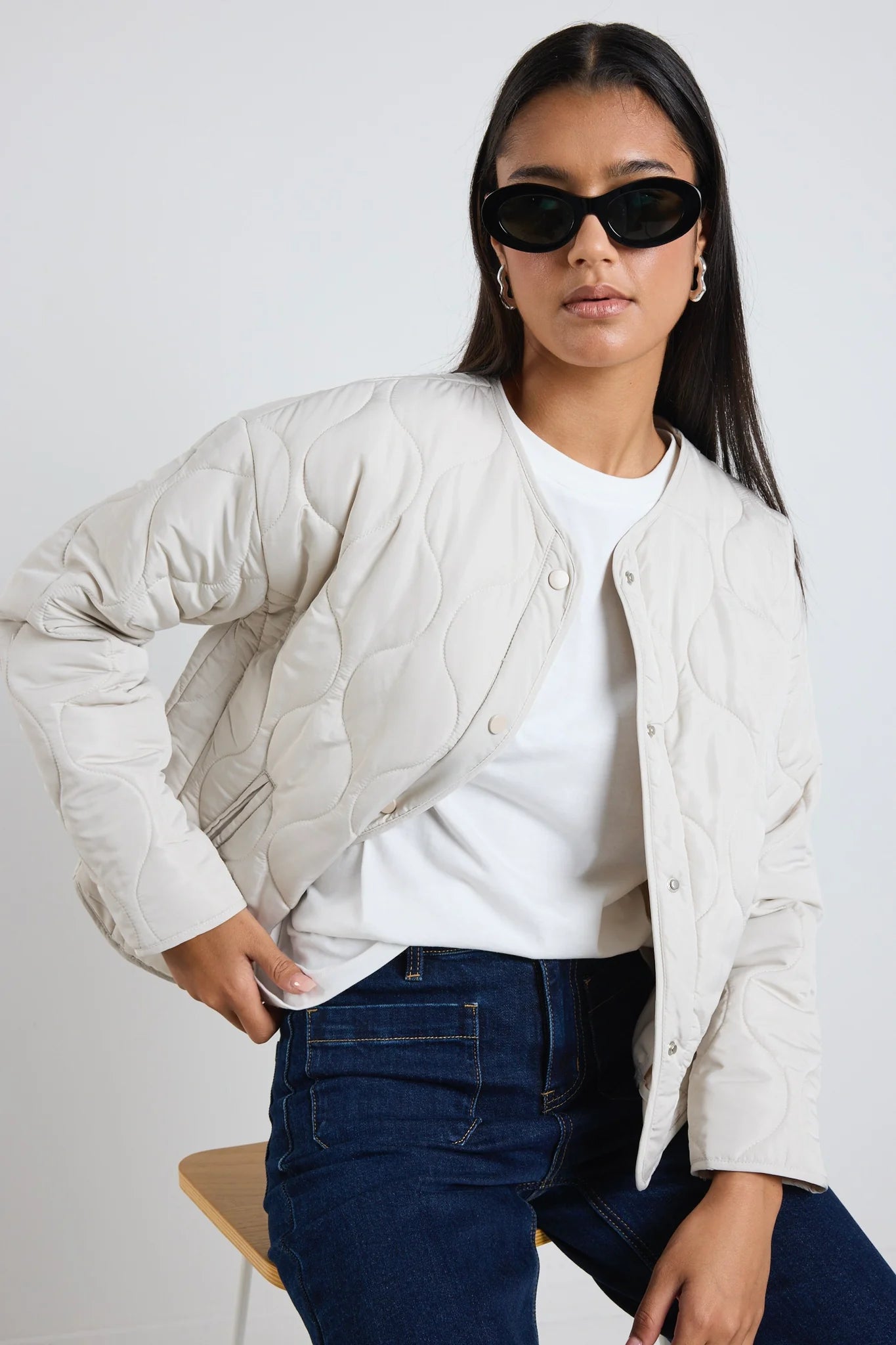 Apex Collarless Puffer - Putty
